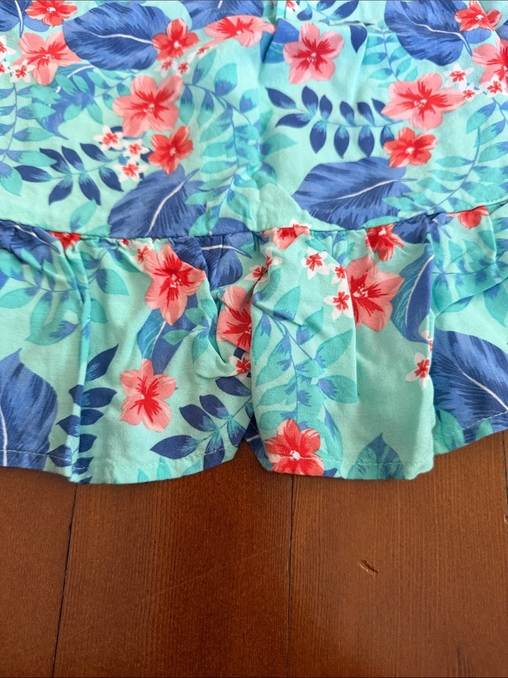 The Children's Place Aqua Floral Dress with Coral and Navy - Picture 3 of 4